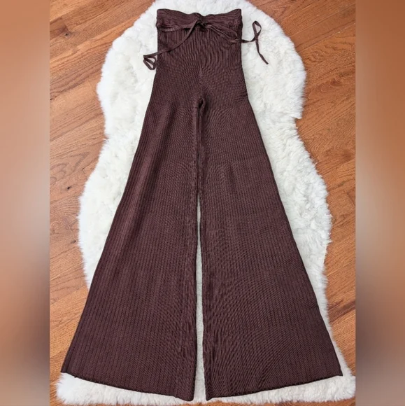 China Peter Do Brown Flared Ribbed Pants small - Picture 8 of 16